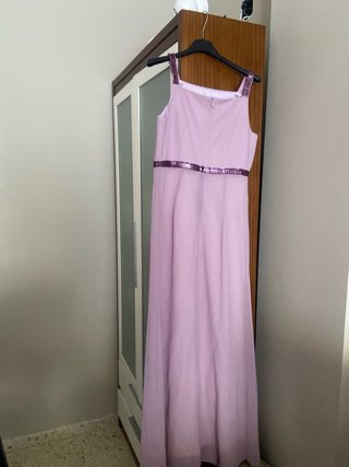 Vestido fiesta evento malva con lentejuelas