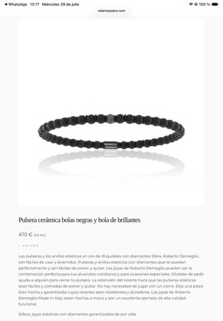 Pulsera Roberto Demeglio Negra con Rojo