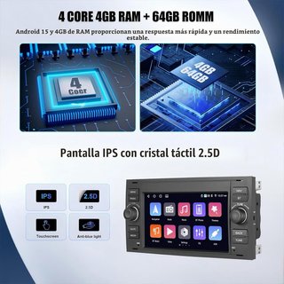 Radio Coche Android 4+64GB Ford Fiesta