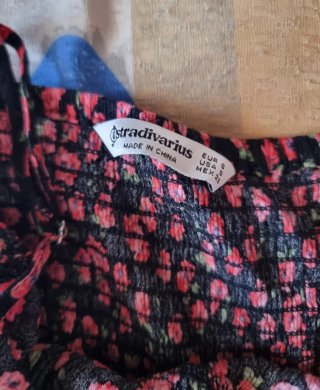 Vestito lungo floreale nero e rosa