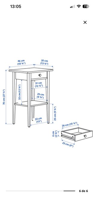 Juego 2 Mesita de noche madera pino macizo