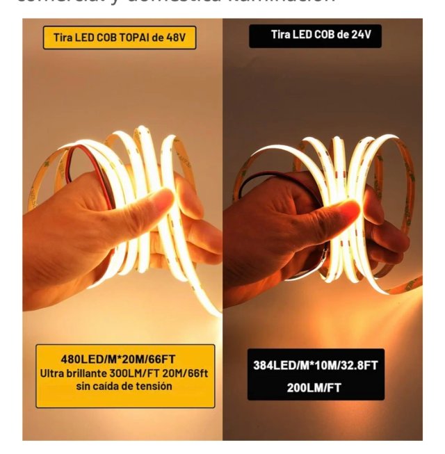 Tira LED COB 20 Metros Blanco Cálido