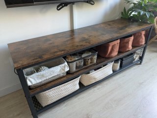 Mueble TV 140cm 2 estantes madera y metal