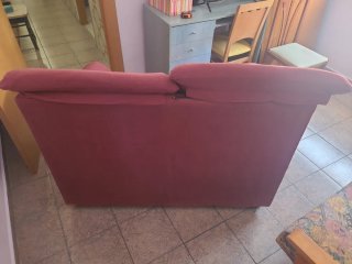 Sofá 2 Plazas Rojo Tela