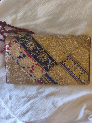 Bolso Clutch Étnico Boho Bordado Dorado