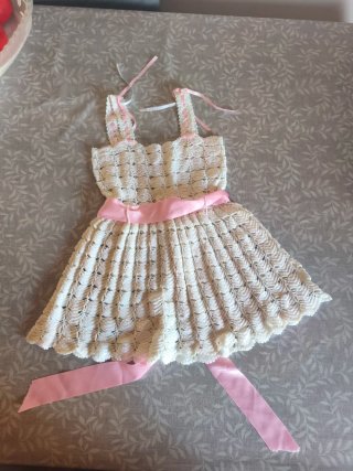 Vestido Ganchillo Hecho a Mano 0-1 Años