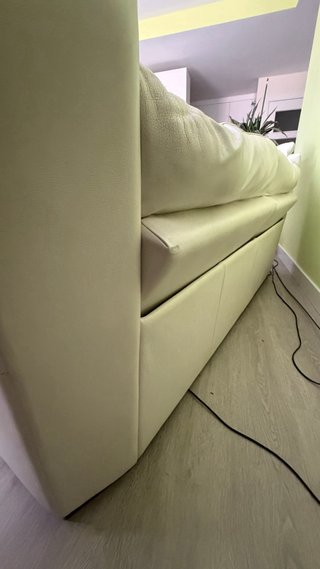 Sofá Natuzzi 3 plazas con relax cuero blanco
