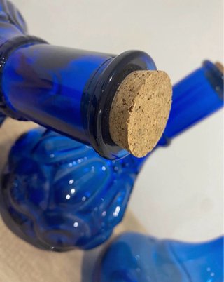 Conjunto 3 Garrafas Vidro Azul Cobalto