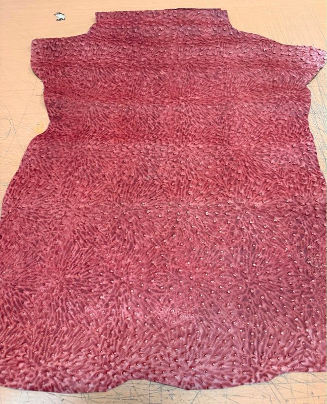 Piel Cabra Magenta Grabado Avestruz
