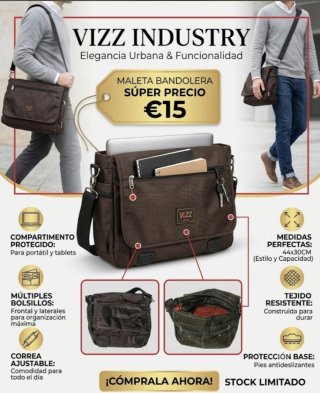 Bolso Vizz Industry Marrón/Verde Oliva