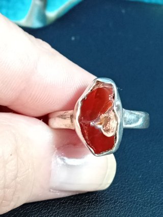 Anillo Plata Ley Piedra granate rojo