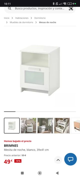 Mesita de noche Brimnes Ikea blanca