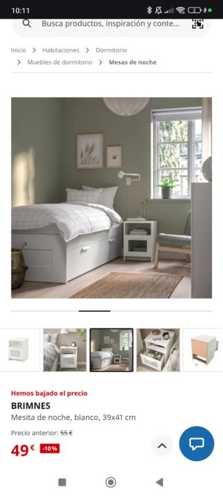 Mesita de noche Brimnes Ikea blanca