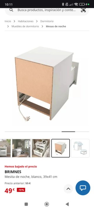 Mesita de noche Brimnes Ikea blanca