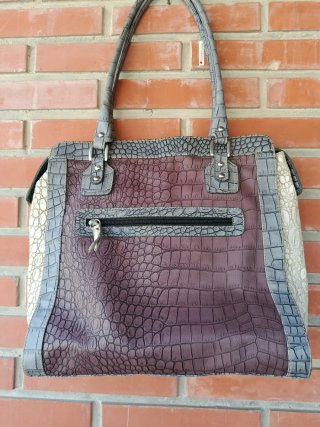 Bolso de hombro Burdeos y gris