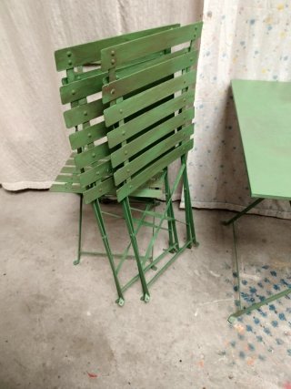 Conjunto Mesa y 4 Sillas Jardín Metal Verde