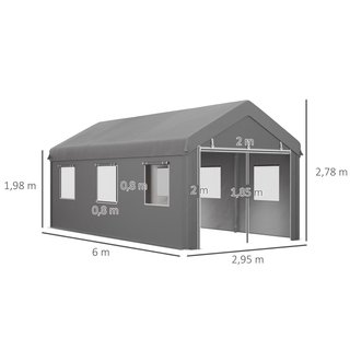 Carpa Garaje Coche 6x3m Gris
