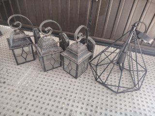 Lote farolillos y lámpara jaula