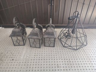 Lote farolillos y lámpara jaula