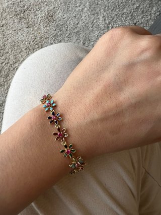 Pulsera Oro 18K Diseño Floral 9gr