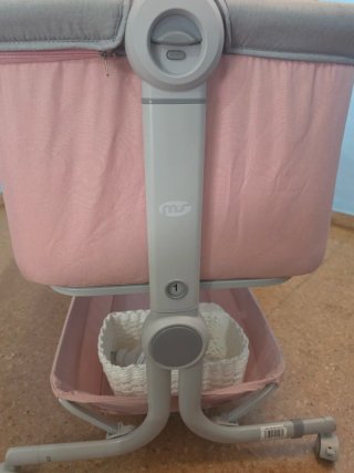 Minicuna bebé rosa y gris