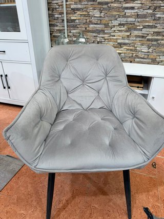 Sillas de comedor de terciopelo gris