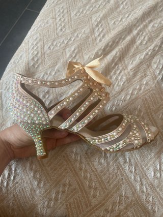 Zapatos de baile Axionfit Beige y Dorado con pedre