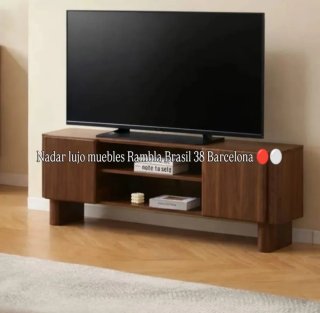 Mueble TV blanco y dorado