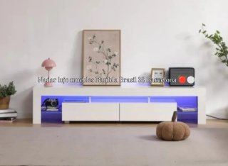 Mueble TV blanco y dorado