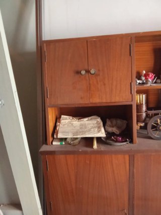 Mueble Comedor Mid Century Madera y Cristal