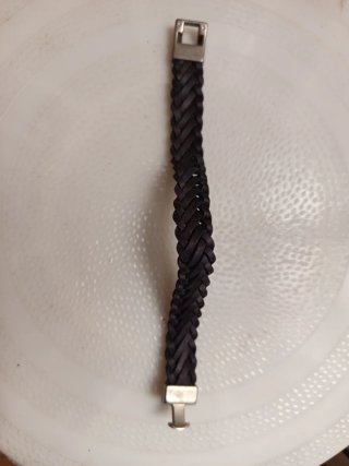 Pulsera Cuero Trenzado con cierre en plata