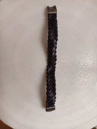 Pulsera Cuero Trenzado con cierre en plata
