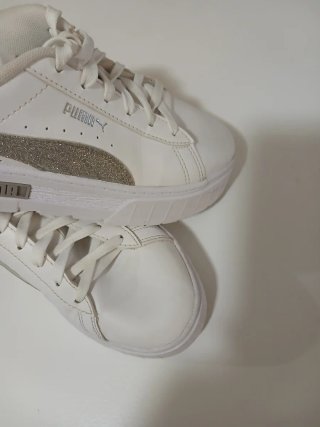 Zapatillas Puma Niña Talla 35 Blancas y Plateadas