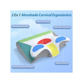 HOMCA Almohada cervical 2 en 1 60x40cm