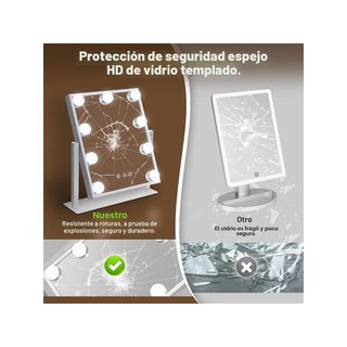 Espejo tocador Hollywood 9 LED táctil