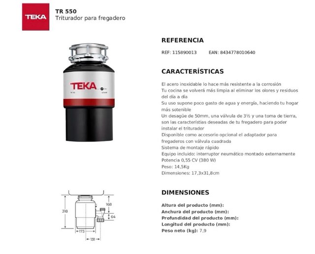 Triturador TEKA TR 550 - Como nuevo