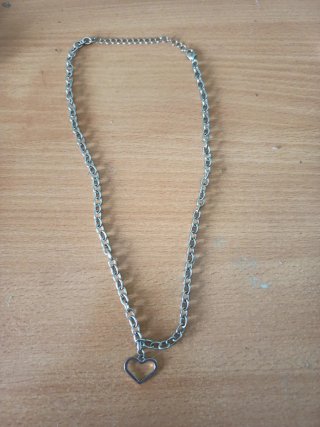 Collar cadena eslabones corazón plata de shein