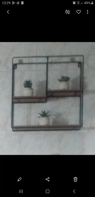 Estantería pared hierro y madera sin macetas