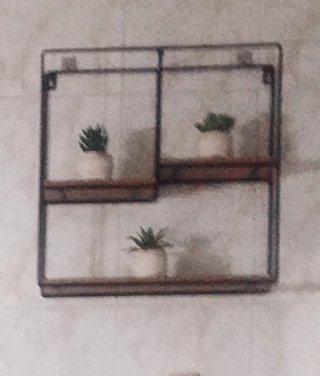 Estantería pared hierro y madera sin macetas