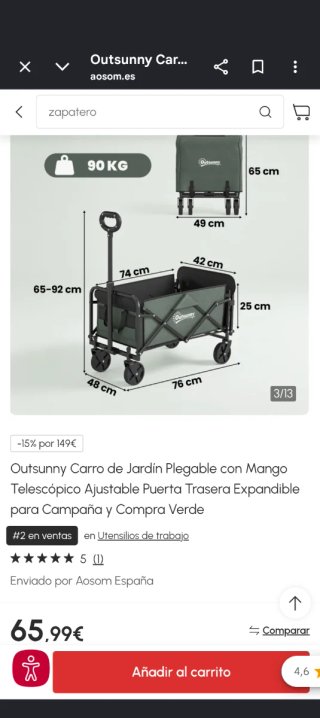 Carrito plegable playa, jardin