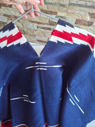 Poncho Mexicano Azul Multicolor