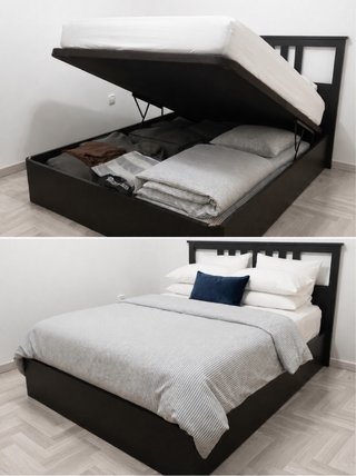 Cama canapé abatible marron oscuro. 150x190