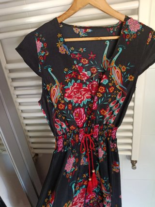 Vestido Boho Chic Estampado Pavo Real Talla M