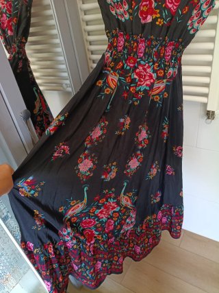 Vestido Boho Chic Estampado Pavo Real Talla M