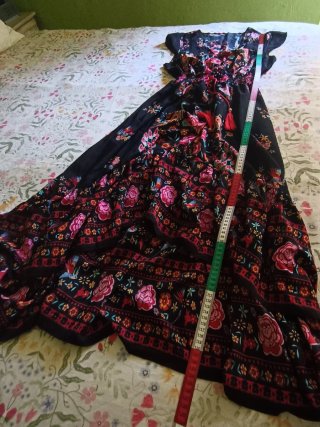Vestido Boho Chic Estampado Pavo Real Talla M