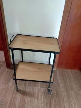 Carro auxiliar 2 niveles madera y metal