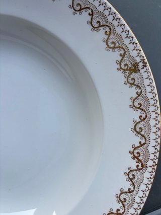 Juego Vajilla Porcelana Vintage Oro Blanco