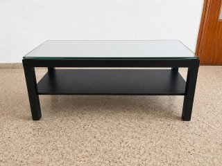 Mesa centro cristal y metal negra