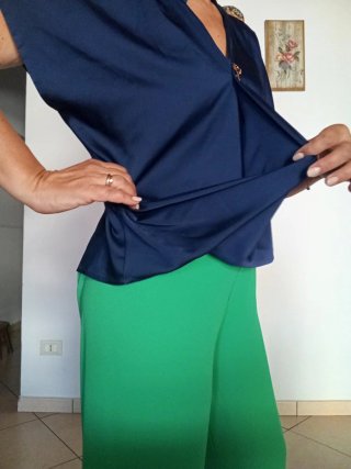 Blusa donna blu curvy
