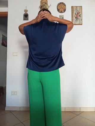Blusa donna blu curvy